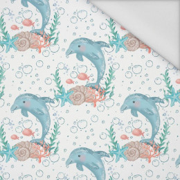 45cm DOLPHINS pat. 3 (MAGICAL OCEAN) / white - Waterproof woven fabric