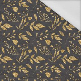 LEAVES pat. 11 (gold) / black - Waterproof woven fabric