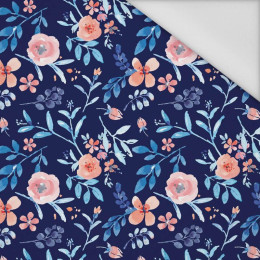 PAINTED PEONIES / navy - Waterproof woven fabric