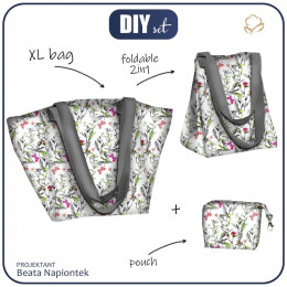 XL bag with in-bag pouch 2 in 1 - MEADOW / butterflies - sewing set