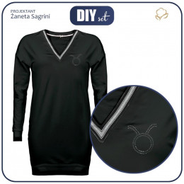 Tunic with transfer rhinestones "LUCY" - black L-XL - sewing set