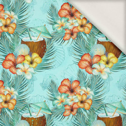 COCONUTS AND FLOWERS - viscose woven fabric