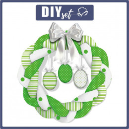 EASTER WREATH -  DOTS - STRIPES / green - sewing set