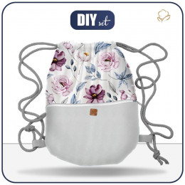 GYM BAG WITH POCKET - WATERCOLOR BOUQUET Pat. 1 - sewing set