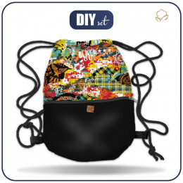 GYM BAG WITH POCKET - CAMOUFLAGE COLORFUL - sewing set