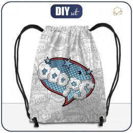 GYM BAG - COMIC BOOK / ooops (blue - red) - sewing set