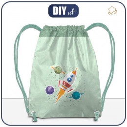 GYM BAG - ROCKET AND PLANETS (SPACE EXPEDITION) / ACID WASH MINT - sewing set