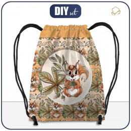 GYM BAG - SQUIRRELS AND LEAVES pat. 2 (AUTUMN IN THE FOREST) - sewing set