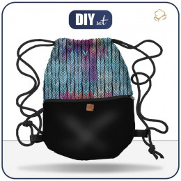 GYM BAG WITH POCKET - BRAID / rainbow - sewing set