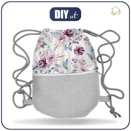 GYM BAG WITH POCKET - WATERCOLOR BOUQUET Pat. 2 - sewing set