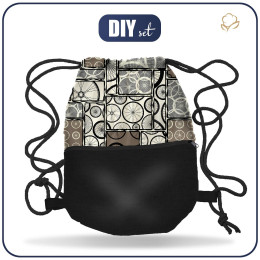 GYM BAG WITH POCKET - BICYCLES / wheels - sewing set