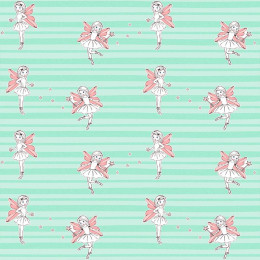 FAIRIES / mint - Cotton woven fabric