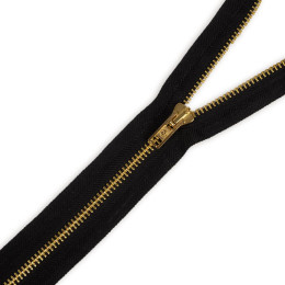 Metal zipper open-end 30cm – black / gold 