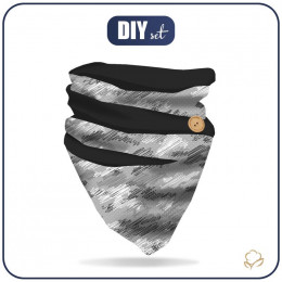 BUTTON SCARF - CAMOUFLAGE - scribble / grey / black (single jersey)