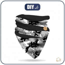 BUTTON SCARF - CAMOUFLAGE GREY / black (single jersey)