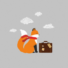 FOX THE TRAVELLER  (foxes on the journey) / grey - panel