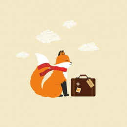 FOX THE TRAVELLER  (foxes on the journey) / sand - panel