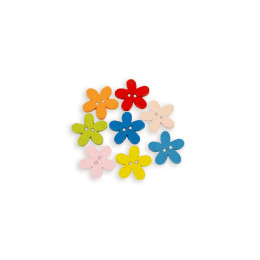 Wooden decorative  button FLOWER - mix