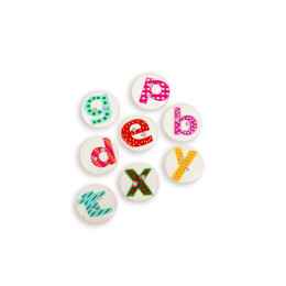 Kids button decorative 15mm LETTERS mix