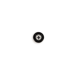 Plastic button 11mm black with white border  