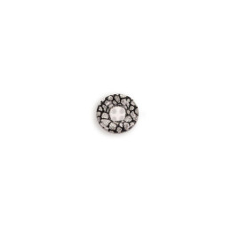Plastic button 12mm four hole white silver and black mosaic