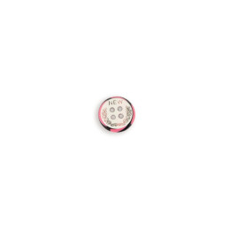 Plastic button 13mm NEW with leaves - white/black/pink