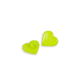 Plastik button shiny heart - lime