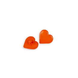 Plastik button shiny heart - orange