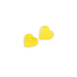 Plastik button shiny heart - yellow