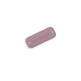 Leatherette label HANDMADE - violet