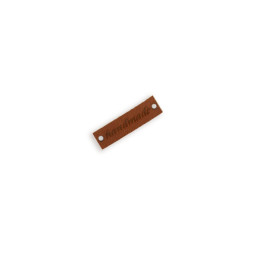Leatherette label HANDMADE 3,3 x 0,9 cm - brown