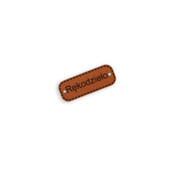 Leatherette label RĘKODZIEŁO - brown