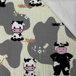 COWS ON BEIGE - Cotton muslin