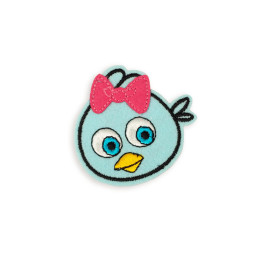 Embroidered ANGRY BIRDS with bow - aqua