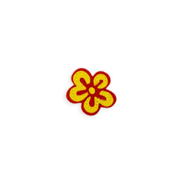 Embroidered flower red and yellow