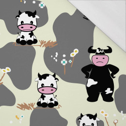 COWS ON BEIGE - Single jersey with elastane 