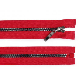 Zipper plastic decorative rainbow 80 cm open-end - red