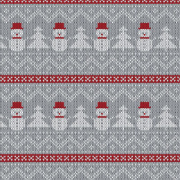 SNOWMEN WITH CHRISTMAS TREES / grey 