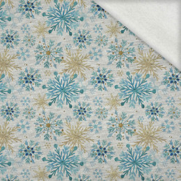 BLUE SNOWFLAKES / melange light grey - brushed knitwear with elastane
