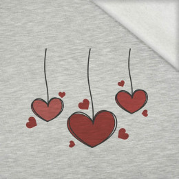 VALENTINE'S HEARTS (HAPPY VALENTINE’S DAY) / melange light grey - panel, brushed knitwear with elastane 75cm x 80cm