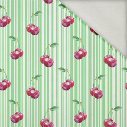 CHERRIES / stripes - brushed knit fabric with teddy / alpine fleece