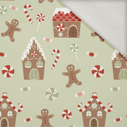 GINGERBREAD HOUSE (CHRISTMAS GINGERBREAD) / pistachio - brushed knit fabric with teddy / alpine fleece