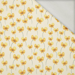 Buttercup / white - brushed knit fabric with teddy / alpine fleece