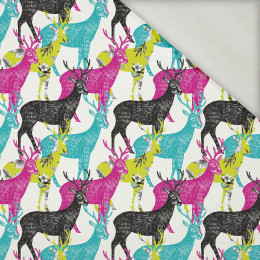 COLORFUL DEERS - brushed knit fabric with teddy / alpine fleece