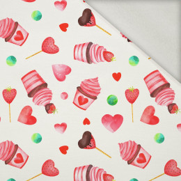 ICE CREAM AND STRAWBERRIES - brushed knit fabric with teddy / alpine fleece