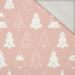 GLAZED CHRISTMAS TREES (CHRISTMAS GINGERBREAD) / dusky pink - brushed knit fabric with teddy / alpine fleece