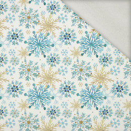94cm BLUE SNOWFLAKES  - brushed knit fabric with teddy / alpine fleece