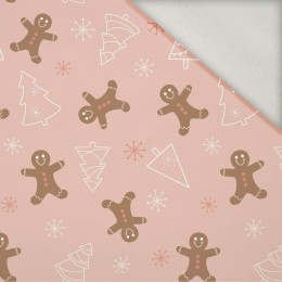 GINGERBREAD MAN (CHRISTMAS GINGERBREAD) / dusky pink - brushed knit fabric with teddy / alpine fleece