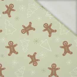 GINGERBREAD MAN (CHRISTMAS GINGERBREAD) / pistachio - brushed knit fabric with teddy / alpine fleece