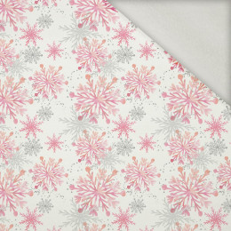 PINK SNOWFLAKES pat. 2 - brushed knit fabric with teddy / alpine fleece